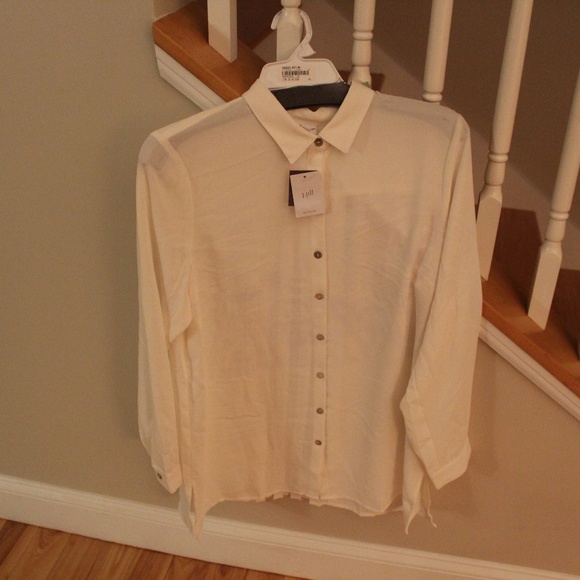 J Jill Pleated Back Tunic Cream Shirt  Size M - Picture 1 of 4